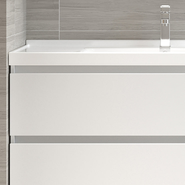 White Vanity Single Sink Rectangular 2 Drawers Wall-Mounted Bath Vanity with Mirror Clearhalo 'Bathroom Remodel & Bathroom Fixtures' 'Bathroom Vanities' 'bathroom_vanities' 'Home Improvement' 'home_improvement' 'home_improvement_bathroom_vanities' 7017991