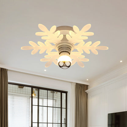 Olive Branch Semi Flushmount Nordic Acrylic 1 Head White LED Flush Mounted Lamp for Hallway in White/Warm Light White Clearhalo 'Ceiling Lights' 'Close To Ceiling Lights' 'Close to ceiling' 'Semi-flushmount' Lighting' 702052