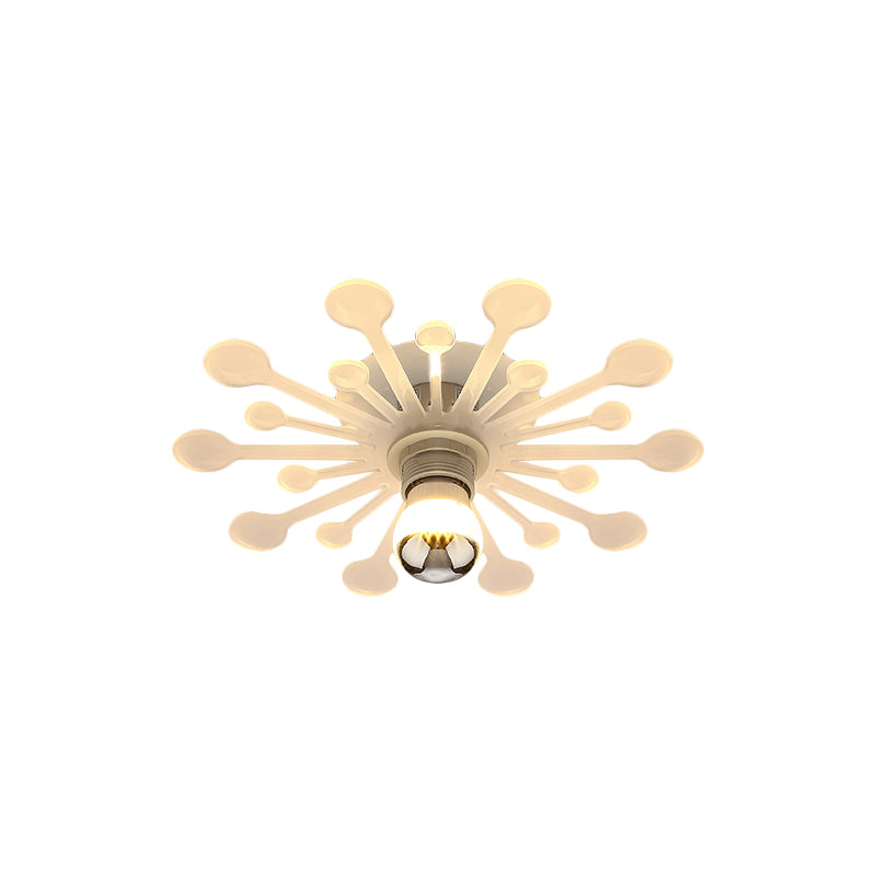 Nordic 1 Bulb Semi Flush Light Fixture White Dandelion LED Flush Mount with Acrylic Shade in White/Warm Light Clearhalo 'Ceiling Lights' 'Close To Ceiling Lights' 'Close to ceiling' 'Semi-flushmount' Lighting' 702060