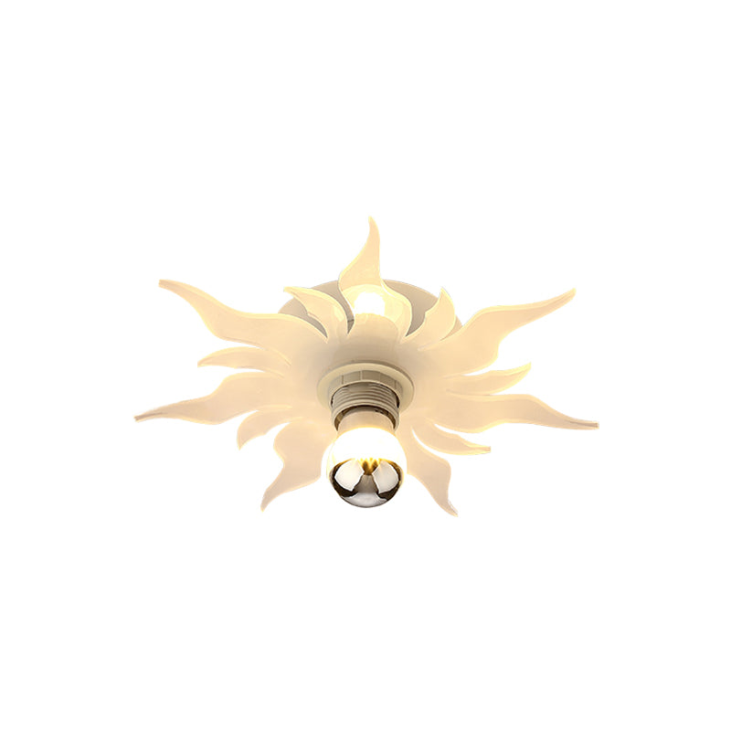 1-Light Corridor Semi Flush Mount Nordic White LED Flush Lamp Fixture with Sunflower Acrylic Shade, White/Warm Light Clearhalo 'Ceiling Lights' 'Close To Ceiling Lights' 'Close to ceiling' 'Semi-flushmount' Lighting' 702065