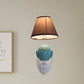 Pink/Blue Bird Wall Mount Light Cartoon 1 Head Resin Sconce Lamp Fixture with Cone Brown Fabric Shade Clearhalo 'Wall Lamps & Sconces' 'Wall Lights' Lighting' 702177