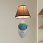 Pink/Blue Bird Wall Mount Light Cartoon 1 Head Resin Sconce Lamp Fixture with Cone Brown Fabric Shade Clearhalo 'Wall Lamps & Sconces' 'Wall Lights' Lighting' 702178