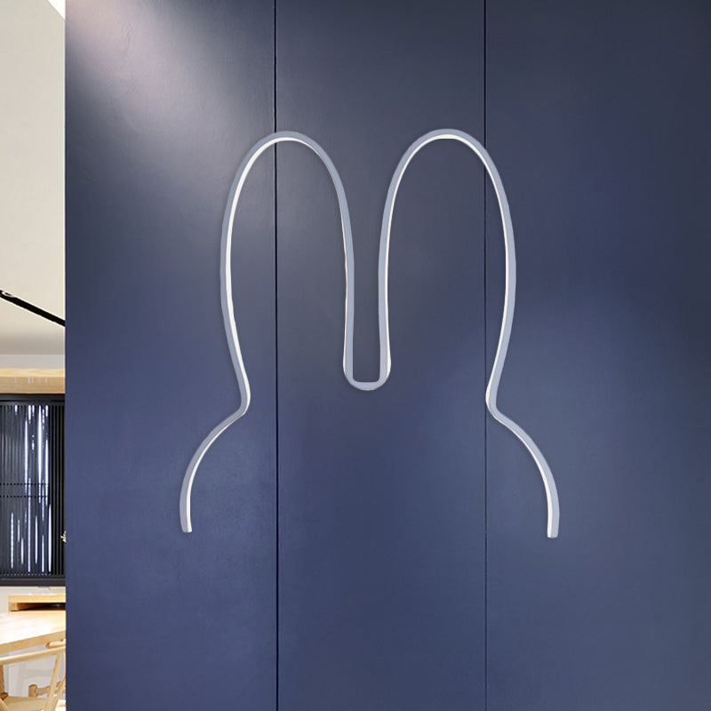 Cartoon Rabbit Frame Wall Sconce Lighting Acrylic LED Bedside Wall Lamp Fixture in White/Black Clearhalo 'Wall Lamps & Sconces' 'Wall Lights' Lighting' 702255