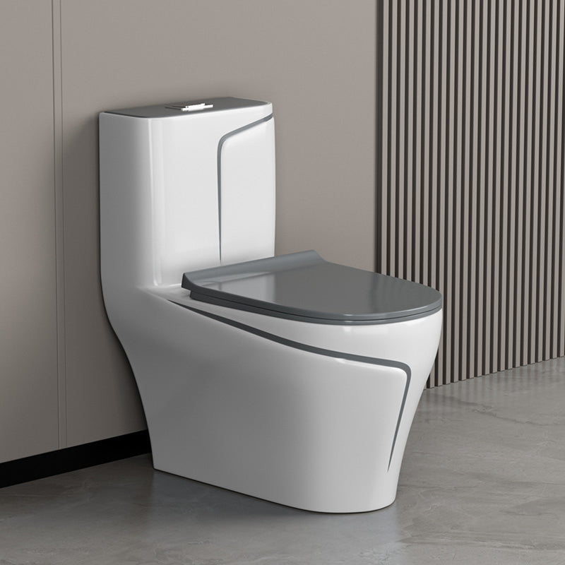 Traditional Ceramic Flush Toilet Seat Included Urine Toilet for Washroom 15"L x 27"W x 30"H White Gray Clearhalo 'Bathroom Remodel & Bathroom Fixtures' 'Home Improvement' 'home_improvement' 'home_improvement_toilets' 'Toilets & Bidets' 'Toilets' 7022886