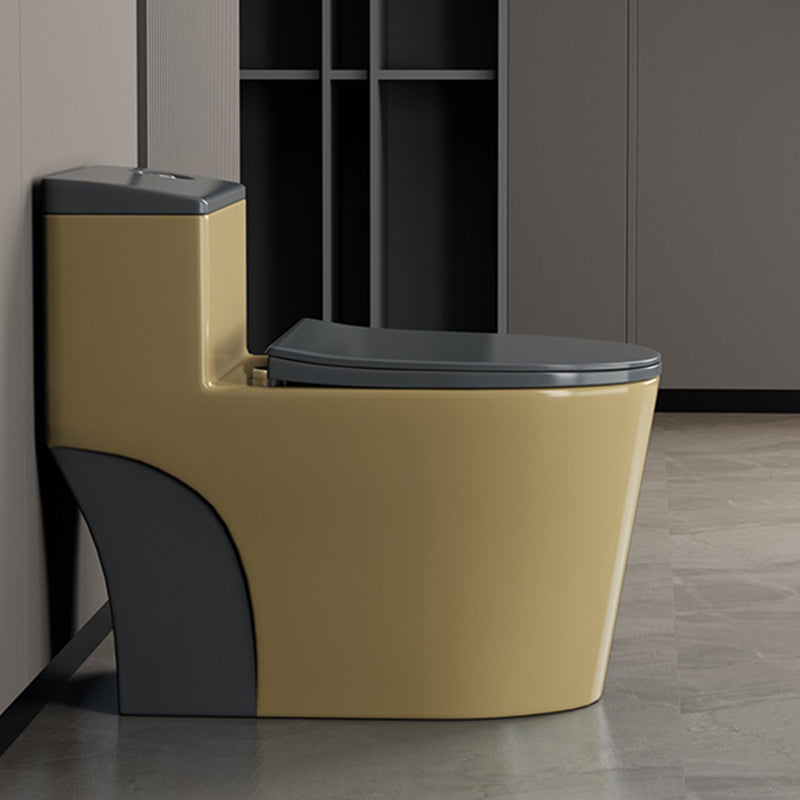 Traditional Ceramic Flush Toilet Seat Included Urine Toilet for Washroom 15"L x 28"W x 25"H Khaki-Gray 14" Clearhalo 'Bathroom Remodel & Bathroom Fixtures' 'Home Improvement' 'home_improvement' 'home_improvement_toilets' 'Toilets & Bidets' 'Toilets' 7022890