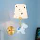 Blue/Pink Trojan Horse Wall Sconce Kids 1 Head Resin LED Wall Lamp with Barrel Star/Dot Fabric Shade Blue Clearhalo 'Wall Lamps & Sconces' 'Wall Lights' Lighting' 702319