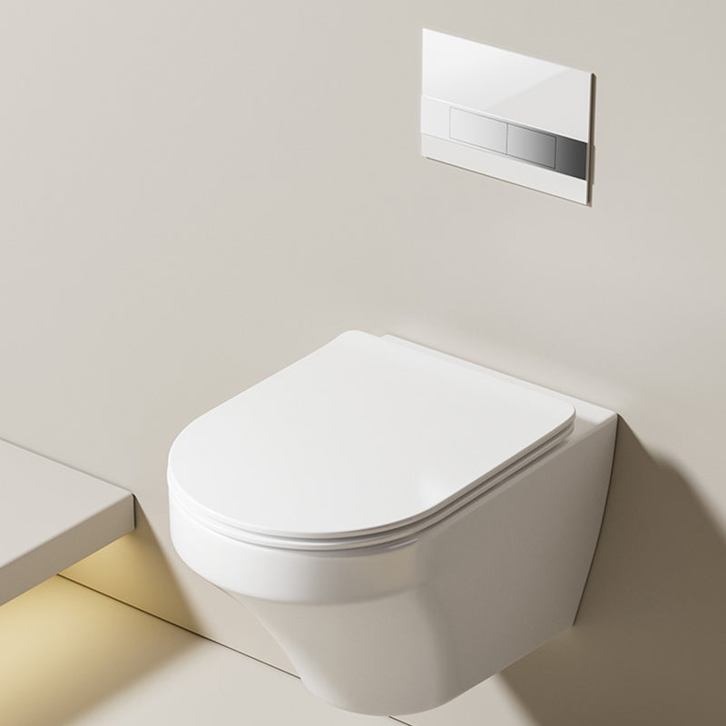 Modern White Ceramic Flush Toilet Wall Mount Toilet Bowl for Washroom Toilet with Low Tanker Clearhalo 'Bathroom Remodel & Bathroom Fixtures' 'Home Improvement' 'home_improvement' 'home_improvement_toilets' 'Toilets & Bidets' 'Toilets' 7023262
