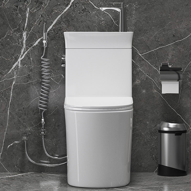 Modern White Ceramic Flush Toilet Floor Mounted Urine Toilet with Seat for Washroom White Toilet with Sprayer 16" Clearhalo 'Bathroom Remodel & Bathroom Fixtures' 'Home Improvement' 'home_improvement' 'home_improvement_toilets' 'Toilets & Bidets' 'Toilets' 7023274