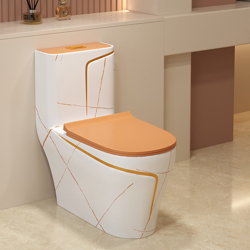 Traditional Orange Ceramic Flush Toilet Floor Mounted Urine Toilet for Washroom White/ Orange Clearhalo 'Bathroom Remodel & Bathroom Fixtures' 'Home Improvement' 'home_improvement' 'home_improvement_toilets' 'Toilets & Bidets' 'Toilets' 7023284