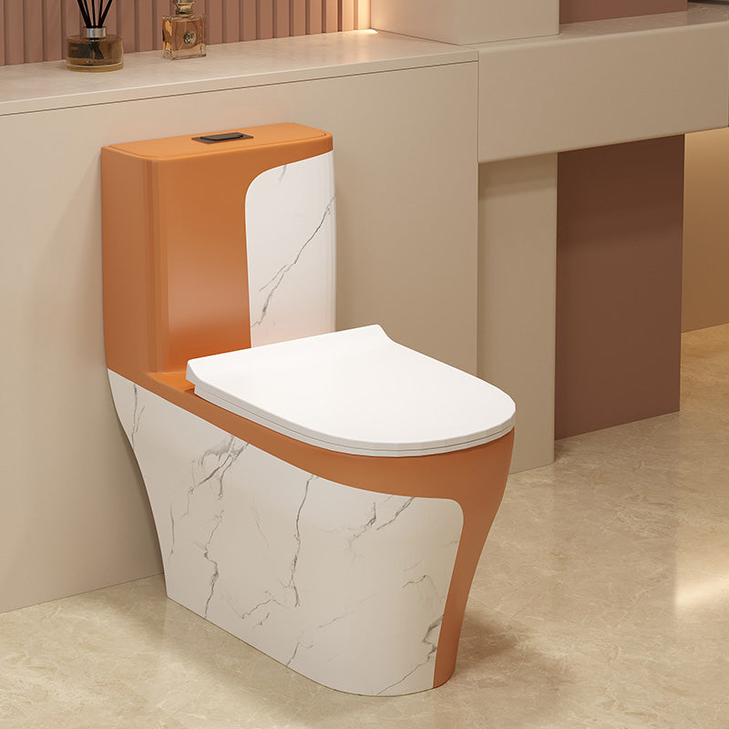 Traditional Orange Ceramic Flush Toilet Floor Mounted Urine Toilet for Washroom Orange Clearhalo 'Bathroom Remodel & Bathroom Fixtures' 'Home Improvement' 'home_improvement' 'home_improvement_toilets' 'Toilets & Bidets' 'Toilets' 7023285