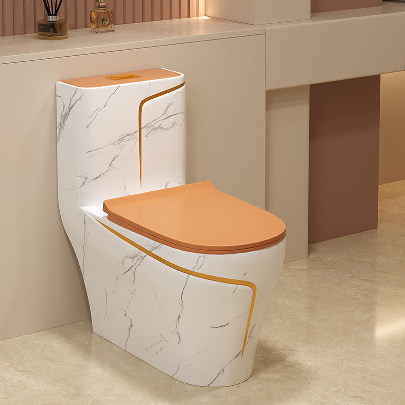 Traditional Orange Ceramic Flush Toilet Floor Mounted Urine Toilet for Washroom Marble 12" Clearhalo 'Bathroom Remodel & Bathroom Fixtures' 'Home Improvement' 'home_improvement' 'home_improvement_toilets' 'Toilets & Bidets' 'Toilets' 7023287