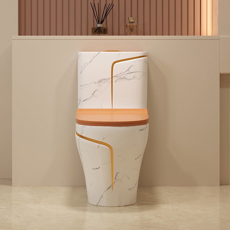 Traditional Orange Ceramic Flush Toilet Floor Mounted Urine Toilet for Washroom Marble 14" Clearhalo 'Bathroom Remodel & Bathroom Fixtures' 'Home Improvement' 'home_improvement' 'home_improvement_toilets' 'Toilets & Bidets' 'Toilets' 7023288