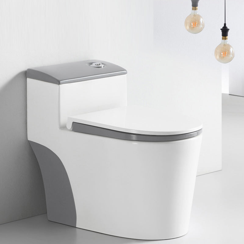 Traditional Gray Ceramic Flush Toilet Floor Mounted Urine Toilet for Washroom 15"L x 28"W x 25"H White/ Gray 16" Clearhalo 'Bathroom Remodel & Bathroom Fixtures' 'Home Improvement' 'home_improvement' 'home_improvement_toilets' 'Toilets & Bidets' 'Toilets' 7023303