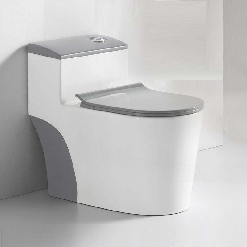 Traditional Gray Ceramic Flush Toilet Floor Mounted Urine Toilet for Washroom 15"L x 28"W x 25"H Grey Clearhalo 'Bathroom Remodel & Bathroom Fixtures' 'Home Improvement' 'home_improvement' 'home_improvement_toilets' 'Toilets & Bidets' 'Toilets' 7023304