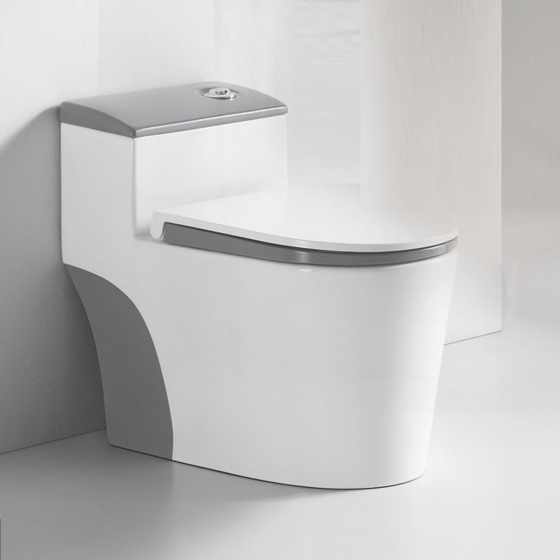 Traditional Gray Ceramic Flush Toilet Floor Mounted Urine Toilet for Washroom 15"L x 28"W x 25"H White Gray 12" Clearhalo 'Bathroom Remodel & Bathroom Fixtures' 'Home Improvement' 'home_improvement' 'home_improvement_toilets' 'Toilets & Bidets' 'Toilets' 7023309