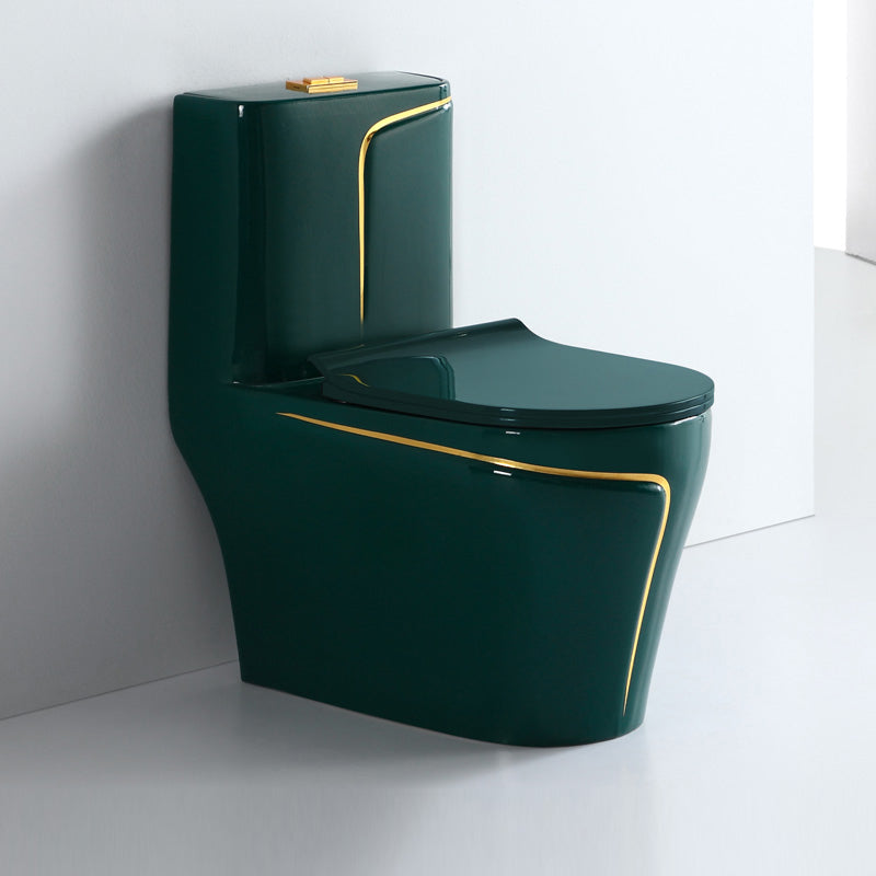 Traditional Green Ceramic Flush Toilet Floor Mounted Urine Toilet for Washroom 15"L x 27"W x 29"H Clearhalo 'Bathroom Remodel & Bathroom Fixtures' 'Home Improvement' 'home_improvement' 'home_improvement_toilets' 'Toilets & Bidets' 'Toilets' 7023324