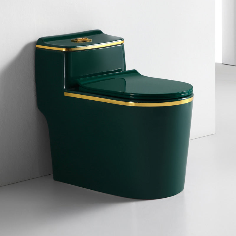 Traditional Green Ceramic Flush Toilet Floor Mounted Urine Toilet for Washroom 15"L x 27"W x 24"H Clearhalo 'Bathroom Remodel & Bathroom Fixtures' 'Home Improvement' 'home_improvement' 'home_improvement_toilets' 'Toilets & Bidets' 'Toilets' 7023325