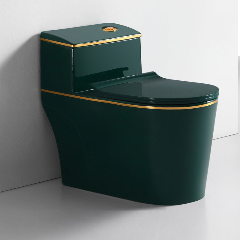 Traditional Green Ceramic Flush Toilet Floor Mounted Urine Toilet for Washroom 15"L x 28"W x 25"H Clearhalo 'Bathroom Remodel & Bathroom Fixtures' 'Home Improvement' 'home_improvement' 'home_improvement_toilets' 'Toilets & Bidets' 'Toilets' 7023329