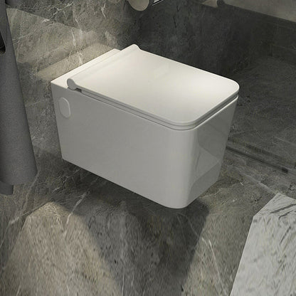 Modern Ceramic Flush Toilet White Wall Hung Toilet Bowl for Washroom 14"L x 22"W x 13"H Toilet Only Clearhalo 'Bathroom Remodel & Bathroom Fixtures' 'Home Improvement' 'home_improvement' 'home_improvement_toilets' 'Toilets & Bidets' 'Toilets' 7023373