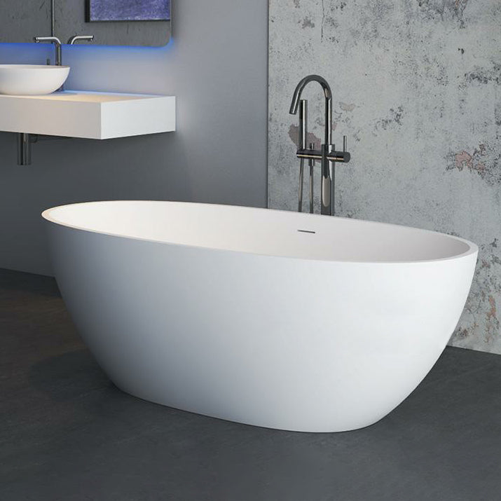 Modern Stone Freestanding Tub Soaking 22.05-inch Tall Bath with Overflow Trim Clearhalo 'Bathroom Remodel & Bathroom Fixtures' 'Bathtubs' 'Home Improvement' 'home_improvement' 'home_improvement_bathtubs' 'Showers & Bathtubs' 7023622