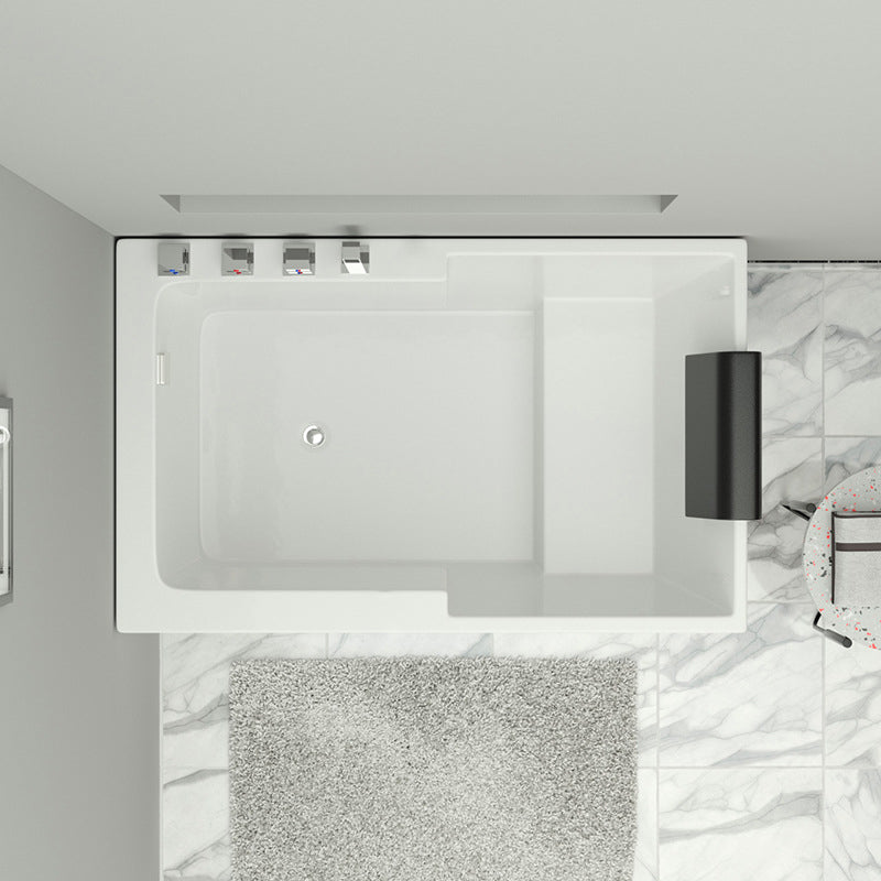 Modern Acrylic Rectangular Tub Soaking 24.8-inch Tall Bath Tub in White 39"L x 30"W x 25"H Left Tub with Silver 5-Piece Set Clearhalo 'Bathroom Remodel & Bathroom Fixtures' 'Bathtubs' 'Home Improvement' 'home_improvement' 'home_improvement_bathtubs' 'Showers & Bathtubs' 7023646