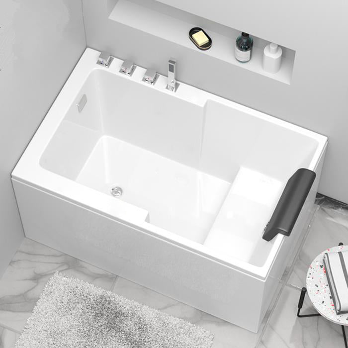 Modern Acrylic Rectangular Tub Soaking 24.8-inch Tall Bath Tub in White 47"L x 30"W x 25"H Left Tub with Silver 5-Piece Set Clearhalo 'Bathroom Remodel & Bathroom Fixtures' 'Bathtubs' 'Home Improvement' 'home_improvement' 'home_improvement_bathtubs' 'Showers & Bathtubs' 7023649