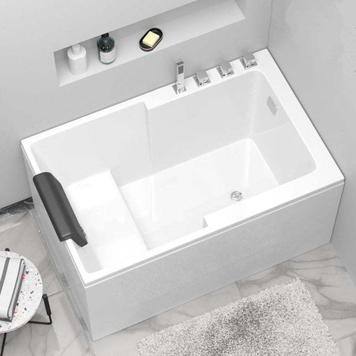 Modern Acrylic Rectangular Tub Soaking 24.8-inch Tall Bath Tub in White Right Tub with Silver 5-Piece Set Clearhalo 'Bathroom Remodel & Bathroom Fixtures' 'Bathtubs' 'Home Improvement' 'home_improvement' 'home_improvement_bathtubs' 'Showers & Bathtubs' 7023652