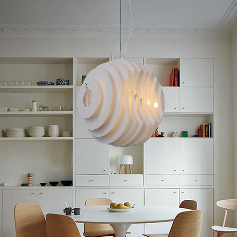 Honeycomb Dining Room Hanging Lighting Metal 1 Light Modernist Suspension Lamp in White Clearhalo 'Ceiling Lights' 'Modern Pendants' 'Modern' 'Pendant Lights' 'Pendants' Lighting' 702518