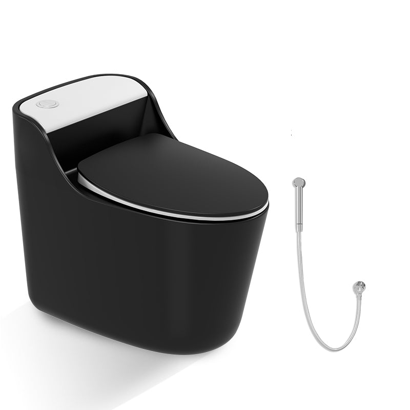 Traditional Ceramic Flush Toilet Floor Mounted Urine Toilet with Seat for Washroom Black Toilet with Sprayer Clearhalo 'Bathroom Remodel & Bathroom Fixtures' 'Home Improvement' 'home_improvement' 'home_improvement_toilets' 'Toilets & Bidets' 'Toilets' 7025192