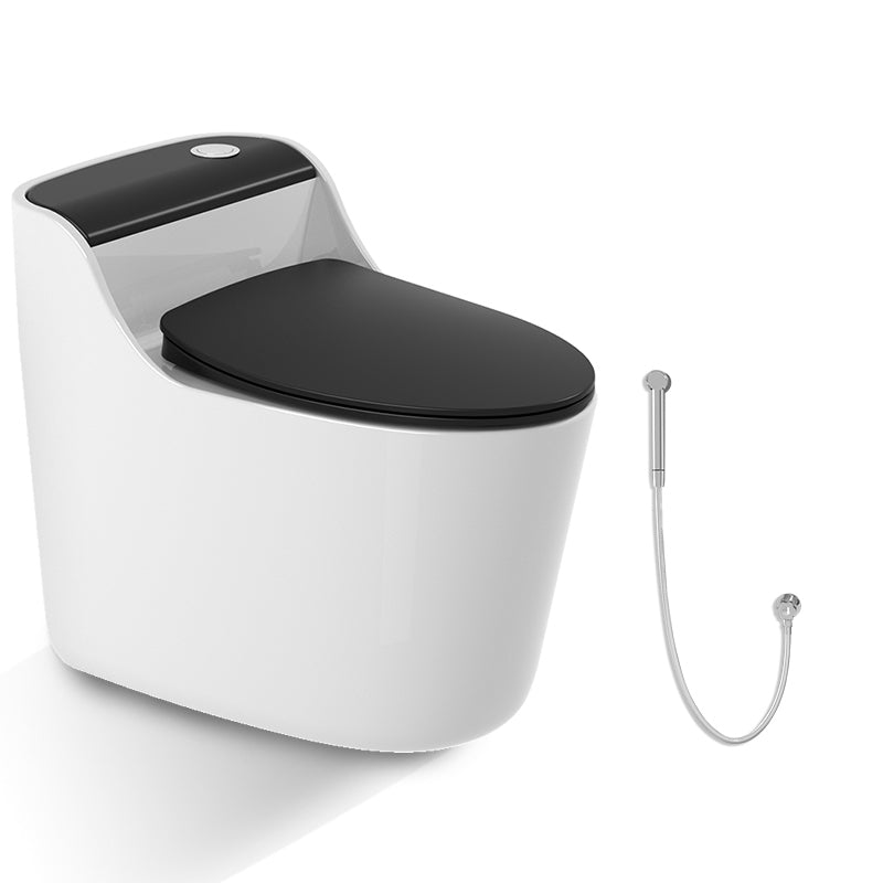 Traditional Ceramic Flush Toilet Floor Mounted Urine Toilet with Seat for Washroom Black White Toilet with Sprayer Clearhalo 'Bathroom Remodel & Bathroom Fixtures' 'Home Improvement' 'home_improvement' 'home_improvement_toilets' 'Toilets & Bidets' 'Toilets' 7025194