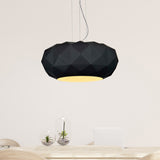 Contemporary Diamond Drop Pendant Light Metallic 1 Bulb Dining Room Ceiling Lamp with Drum Design in Black Black Clearhalo 'Ceiling Lights' 'Modern Pendants' 'Modern' 'Pendant Lights' 'Pendants' Lighting' 702522