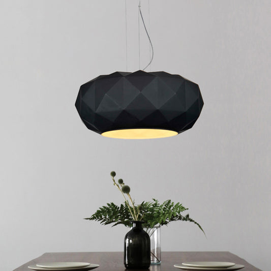 Contemporary Diamond Drop Pendant Light Metallic 1 Bulb Dining Room Ceiling Lamp with Drum Design in Black Clearhalo 'Ceiling Lights' 'Modern Pendants' 'Modern' 'Pendant Lights' 'Pendants' Lighting' 702523