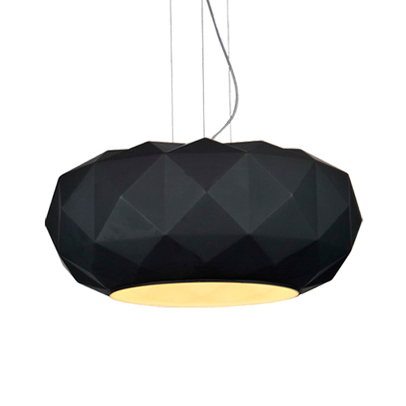 Contemporary Diamond Drop Pendant Light Metallic 1 Bulb Dining Room Ceiling Lamp with Drum Design in Black Clearhalo 'Ceiling Lights' 'Modern Pendants' 'Modern' 'Pendant Lights' 'Pendants' Lighting' 702524