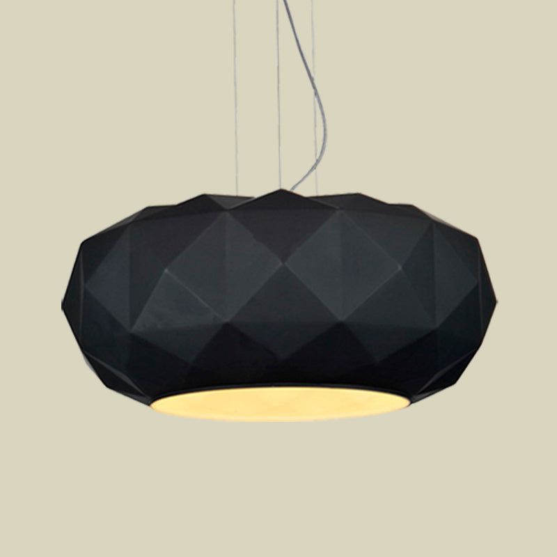Contemporary Diamond Drop Pendant Light Metallic 1 Bulb Dining Room Ceiling Lamp with Drum Design in Black Clearhalo 'Ceiling Lights' 'Modern Pendants' 'Modern' 'Pendant Lights' 'Pendants' Lighting' 702525