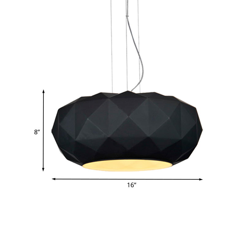 Contemporary Diamond Drop Pendant Light Metallic 1 Bulb Dining Room Ceiling Lamp with Drum Design in Black Clearhalo 'Ceiling Lights' 'Modern Pendants' 'Modern' 'Pendant Lights' 'Pendants' Lighting' 702526