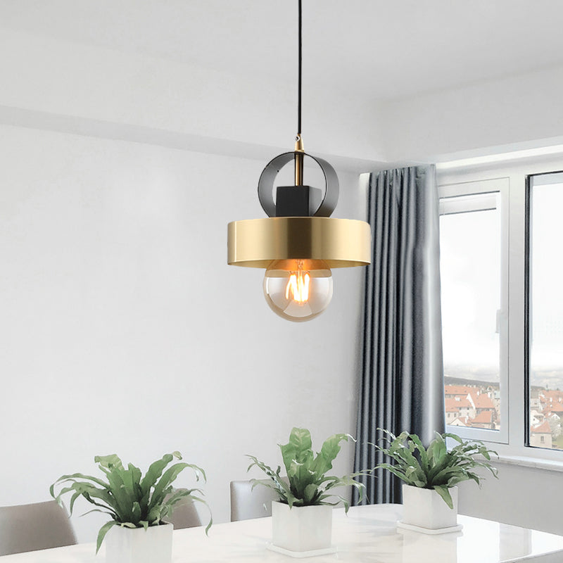 Gold Finish Round Pendant Lighting Post Modern 1-Bulb Metal Ceiling Hang Fixture for Bedside Gold Clearhalo 'Ceiling Lights' 'Modern Pendants' 'Modern' 'Pendant Lights' 'Pendants' Lighting' 702527