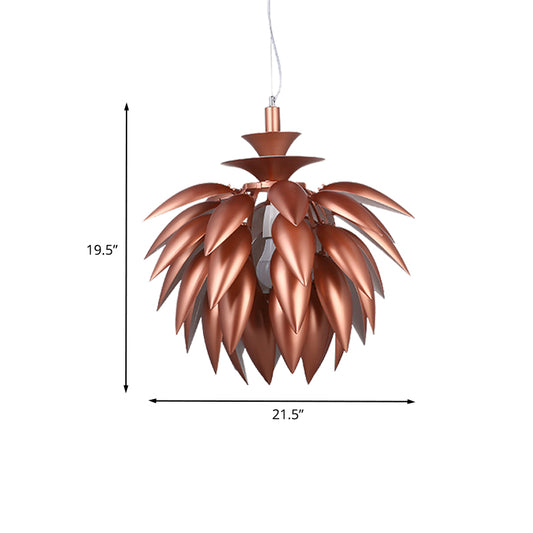 Copper Pinecone Suspension Lighting Contemporary 1-Bulb Metallic Ceiling Pendant Lamp for Restaurant Clearhalo 'Ceiling Lights' 'Modern Pendants' 'Modern' 'Pendant Lights' 'Pendants' Lighting' 702546