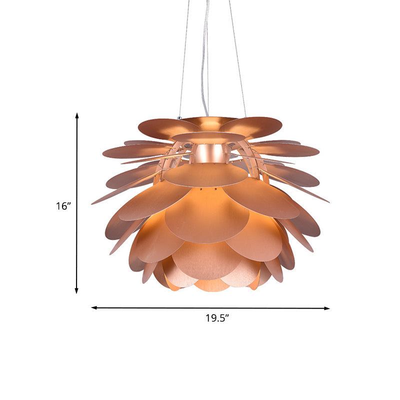Pinecone Metal Hanging Pendant Contemporary 1 Light Copper Finish Ceiling Suspension Lamp for Restaurant Clearhalo 'Ceiling Lights' 'Modern Pendants' 'Modern' 'Pendant Lights' 'Pendants' Lighting' 702551