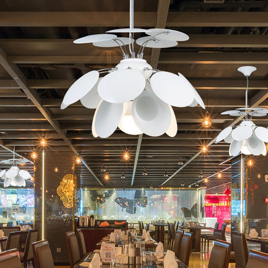 Modernism Pinecone Hanging Lighting Metallic 1-Head 19.5"/23.5" Wide Restaurant Pendant Lamp in White White 19.5" Clearhalo 'Ceiling Lights' 'Modern Pendants' 'Modern' 'Pendant Lights' 'Pendants' Lighting' 702552