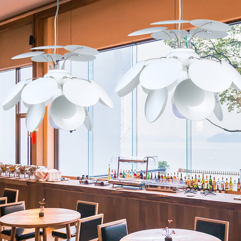 Modernism Pinecone Hanging Lighting Metallic 1-Head 19.5"/23.5" Wide Restaurant Pendant Lamp in White Clearhalo 'Ceiling Lights' 'Modern Pendants' 'Modern' 'Pendant Lights' 'Pendants' Lighting' 702553