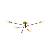 Sputnik Linear Semi Flush Mount Modernist Metal 6 Bulbs Gold and Black Finish Close to Ceiling Light Clearhalo 'Ceiling Lights' 'Close To Ceiling Lights' 'Close to ceiling' 'Semi-flushmount' Lighting' 702616