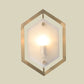 Hexagon Sconce Lighting Postmodern Metallic 1-Bulb Brass Wall Lamp Fixture with Translucent Glass Shade Clearhalo 'Cast Iron' 'Glass' 'Industrial' 'Modern wall lights' 'Modern' 'Tiffany' 'Traditional wall lights' 'Wall Lamps & Sconces' 'Wall Lights' Lighting' 702642