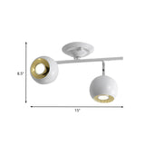 White Finish Globe Semi Flush Light Fixture Modern 2 Lights Metallic Ceiling Mounted Lamp Clearhalo 'Ceiling Lights' 'Close To Ceiling Lights' 'Close to ceiling' 'Semi-flushmount' Lighting' 702671