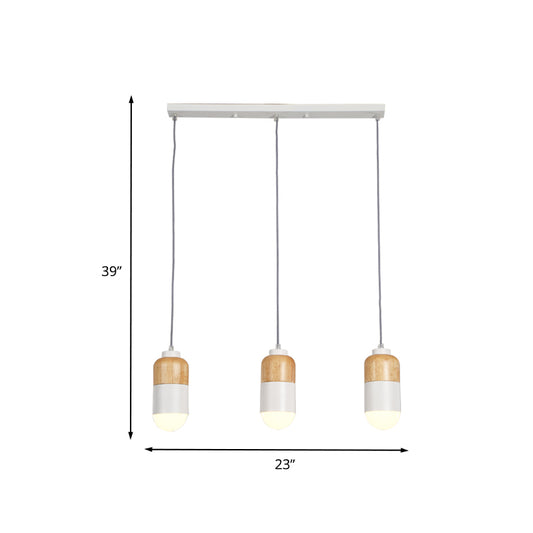 Capsule LED Cluster Pendant Modernism Metal 3 Bulbs White and Wood Pendant Light over Dining Table Clearhalo 'Ceiling Lights' 'Modern Pendants' 'Modern' 'Pendant Lights' 'Pendants' Lighting' 702735
