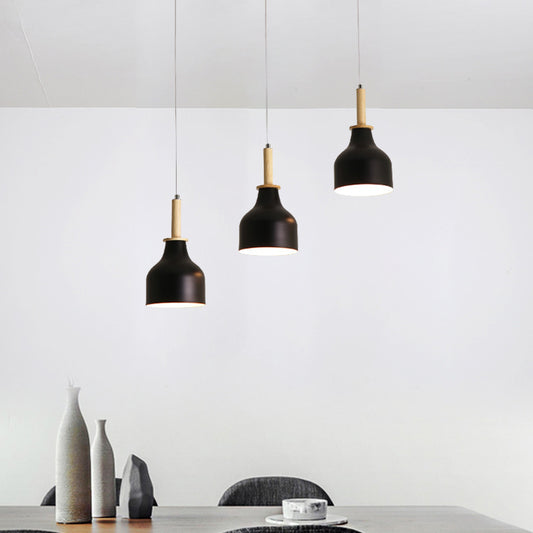 White/Black Finish Urn Cluster Pendant Modern Nordic 3 Heads Iron Hanging Light with Linear Canopy Black Clearhalo 'Ceiling Lights' 'Modern Pendants' 'Modern' 'Pendant Lights' 'Pendants' Lighting' 702741