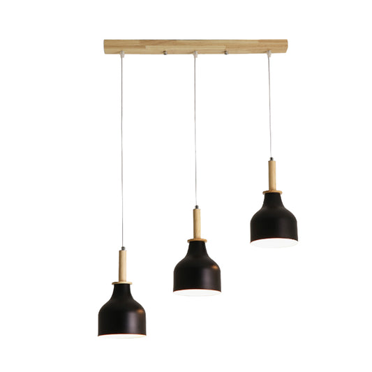 White/Black Finish Urn Cluster Pendant Modern Nordic 3 Heads Iron Hanging Light with Linear Canopy Clearhalo 'Ceiling Lights' 'Modern Pendants' 'Modern' 'Pendant Lights' 'Pendants' Lighting' 702743