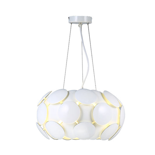 Modern Circle Panel Pendant Chandelier Acrylic 3-Light Restaurant Ceiling Suspension Lamp in White with Drum Design Clearhalo 'Ceiling Lights' 'Chandeliers' 'Modern Chandeliers' 'Modern' Lighting' 702798
