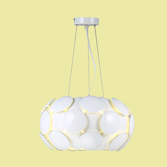 Modern Circle Panel Pendant Chandelier Acrylic 3-Light Restaurant Ceiling Suspension Lamp in White with Drum Design Clearhalo 'Ceiling Lights' 'Chandeliers' 'Modern Chandeliers' 'Modern' Lighting' 702799