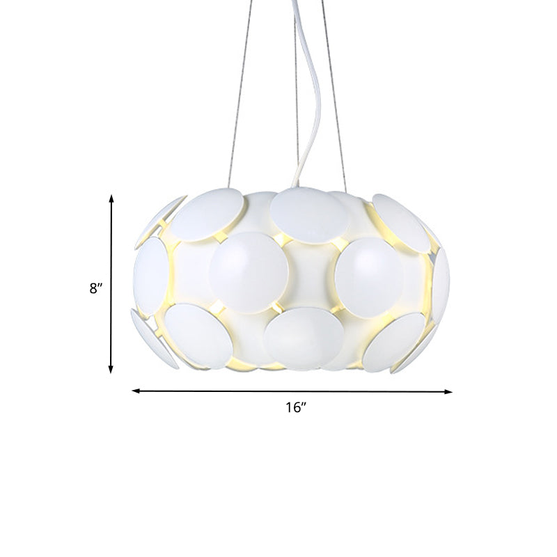 Modern Circle Panel Pendant Chandelier Acrylic 3-Light Restaurant Ceiling Suspension Lamp in White with Drum Design Clearhalo 'Ceiling Lights' 'Chandeliers' 'Modern Chandeliers' 'Modern' Lighting' 702800