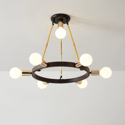 Metal Loop Chandelier Pendant Light Minimalist 7/9-Head Black and Gold Hanging Ceiling Lamp for Bedroom 7 Black-Gold Clearhalo 'Ceiling Lights' 'Chandeliers' 'Modern Chandeliers' 'Modern' Lighting' 702826